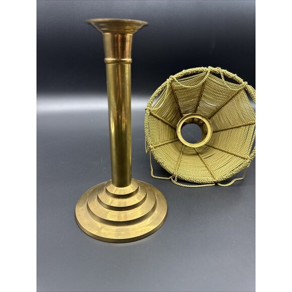 Vintage India Gold Metal Mesh Rope Candle Lamp Counter Home Decor - Picture 15 of 16